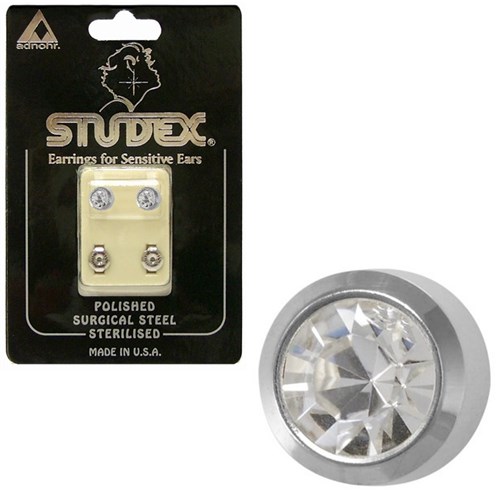 Birthstone Studs - Reg Bezel S/S - April / Crystal